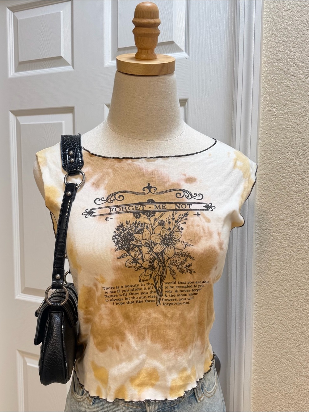 BDG UO Forget Me Not Tie Dye Graphic Tank Top Small Y2K Fairy Grunge Boho